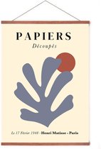 Poster In Posterhanger - Papiers Decoupes - Kader Hout - Henri Matisse - Abstracte Kunst Print - 70x50 cm - Ophangsysteem