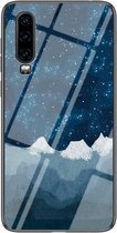 Voor Huawei P30 Sterrenhemelpatroon Gehard Glas + TPU Schokbestendige Beschermhoes (Star Chess)