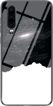 Voor Huawei P30 Sterrenhemelpatroon Gehard Glas + TPU Schokbestendige Beschermhoes (Universe Sterrenhemel)