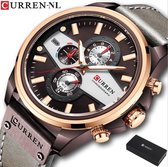 Horloges voor Mannen Heren Horloge Curren Herenhorloge Watch - Jongens Horloges - Grijs Bruin Rosé - Litts®