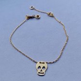 Minimalistische armband doodshoofd / skull | AG925 | Goudkleurig