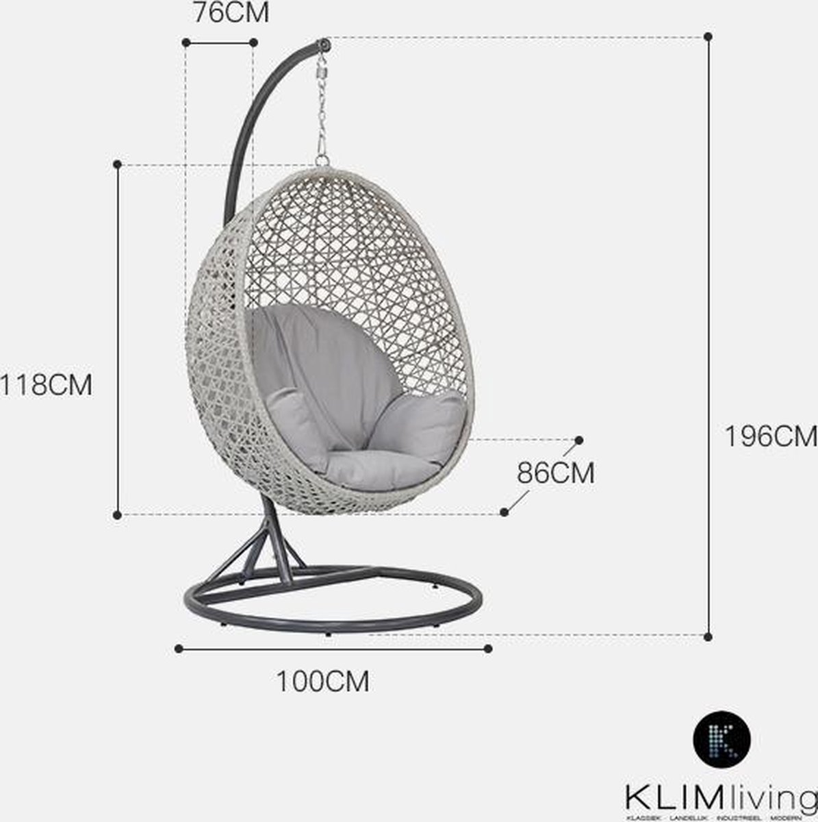 beoefenaar puzzel Optimistisch KLIMliving - Hangstoel voor binnen - Hangstoel buiten - Egg hangstoel - Egg  chair -... | bol.com