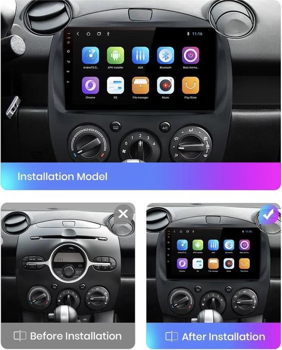 CarPlay Mazda 2 2007-2014 Android 10 système de navigation et multimédia  bluetooth usb... | bol