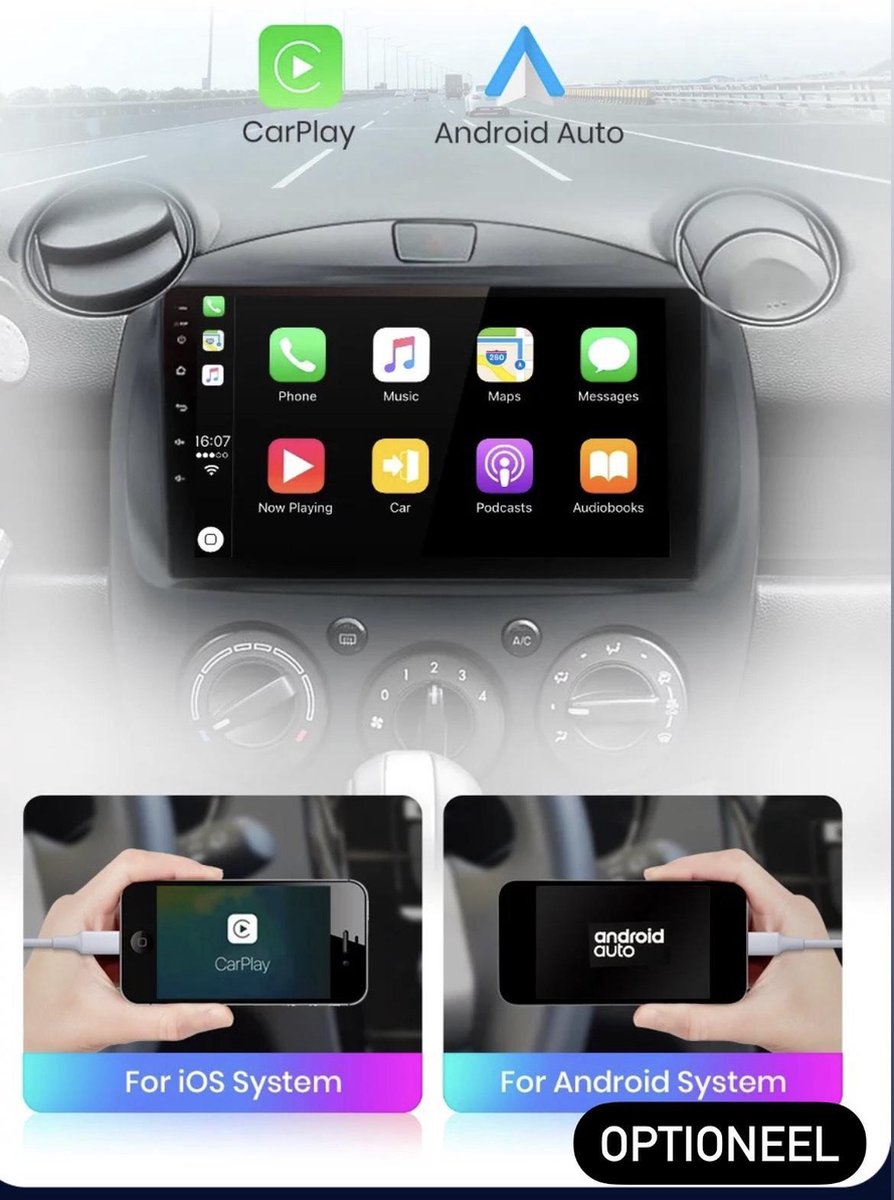 CarPlay Mazda 2 2007-2014 Android 10 8core navigatie en multimediasysteem bluetooth usb wifi DSP 2+32GB 4G