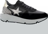 limelight girl Zwarte leren chunky sneaker glitter - Maat 32