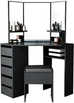 Dakta ® Luxe Make-Up Tafel met Spiegel | Met lades | Kaptafel | Zwart