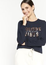 LOLALIZA Sweater met tekst - Marine Blauw - Maat M