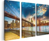 Artaza - Triptyque de peinture sur toile - Pont de Brooklyn à New York - 120x80 - Photo sur toile - Impression sur toile