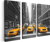 Artaza - Triptyque de peinture sur toile - Taxis jaunes de New York - Zwart Wit - 120x80 - Photo sur toile - Impression sur toile