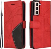 Elegant leren hoesje voor Samsung Galaxy S21 5G in Rood / zwart - met draagkoord