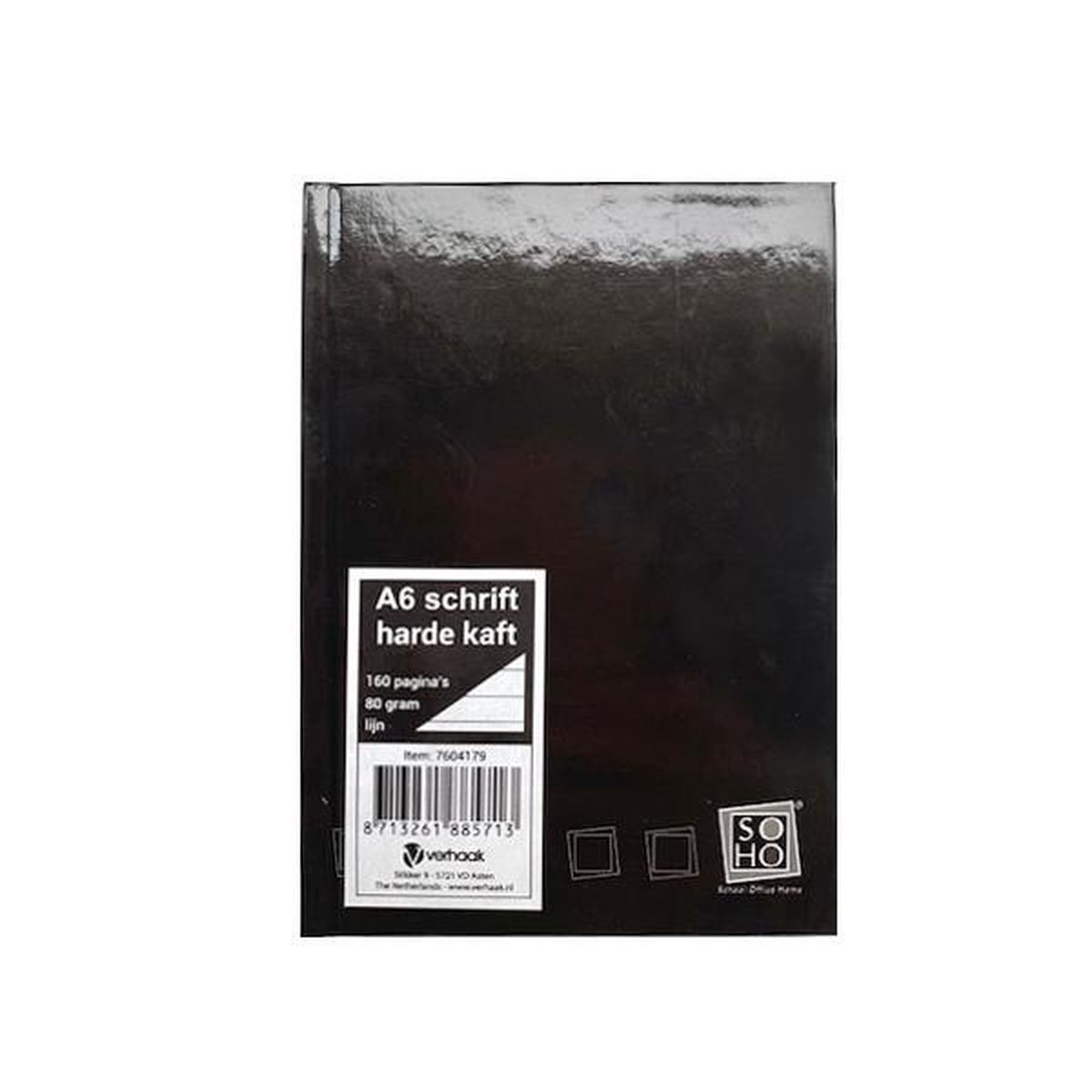 Notitieboek A6 met harde kaft - Zwart Hoogglans - Gratis Verzonden