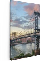 Artaza Canvas Schilderij Manhattan Bridge Brug In New York - 40x60 - Foto Op Canvas - Canvas Print