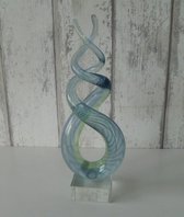 Glassculptuur Spiraal - Presse papier - Glasobject decoratie woonkamer - Ornament op voet voor vensterbank -  Glaskunst 28 CM