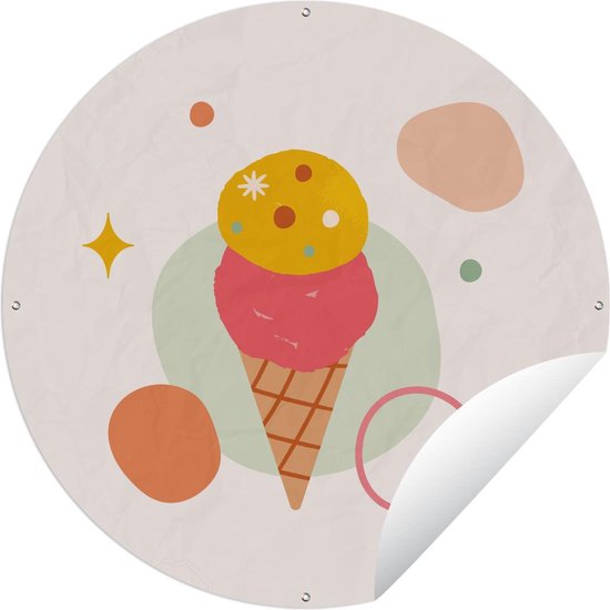 Tuincirkel IJs - Pastel - Zomer - 150x150 cm - Ronde Tuinposter - Buiten