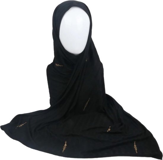 Elegante zwarte hoofddoek, mooie hijab.