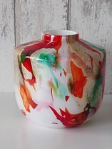 Vaas - Fidrio vazen mixed colours Nova - bloemenvaas - decoratie woonkamer - vensterbank - vaas van glas - 23 X 19 CM