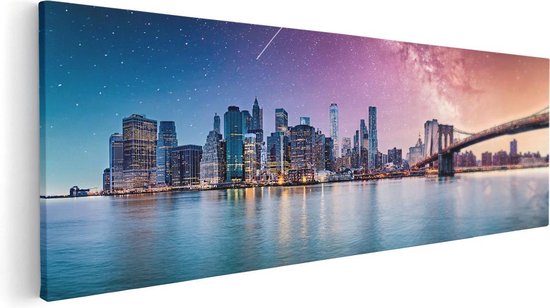 Artaza Toile Peinture New York Skyline Avec Un Ciel Coloré - 90x30 - Photo Sur Toile - Impression Sur Toile