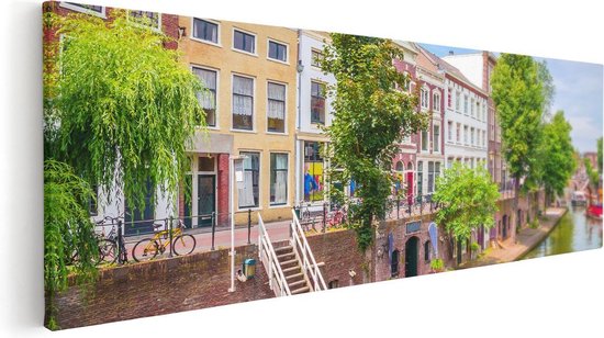 Artaza Canvas Schilderij Huisjes Aan De Oudegracht In Utrecht - Foto Op Canvas - Canvas Print