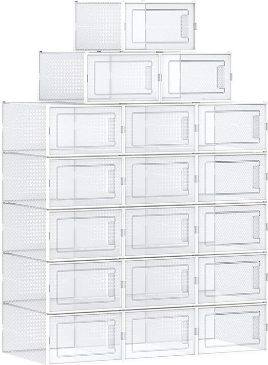 Opbergdozen Voor Schoenen SucceBuy Stapelbare Set Van 12 Stuks Schoenopslag Tot Maat Us 11 Modulaire Kunststof Organizer