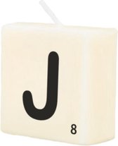 kaars Scrabble letter J wax 2 x 4 cm zwart/wit
