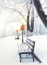 muurdecoratie Winter led 15 x 20 cm canvas wit