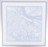 canvasdoek city Amsterdam 60x60x3 cm wit/grijs