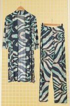 2 delige Set, Vest met Palazzo Broek, Zeegroen, Tijger Print
