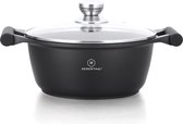 Herenthal - Gietaluminium Braadpan Hoog met Glazen deksel 20cm - Zwart