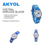 Akyol - Voetbal horloge - Siliconen Kinderhorloge - Jongens horloge kinderen - kind horloge - horloge - tijd - klok - voetbal - sport horloge - blauw