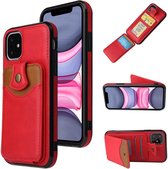 GSMNed – Luxe iPhone XR Rood – hoogwaardig Leren Pu Hoesje – iPhone XR Rood – Card case met sluiting