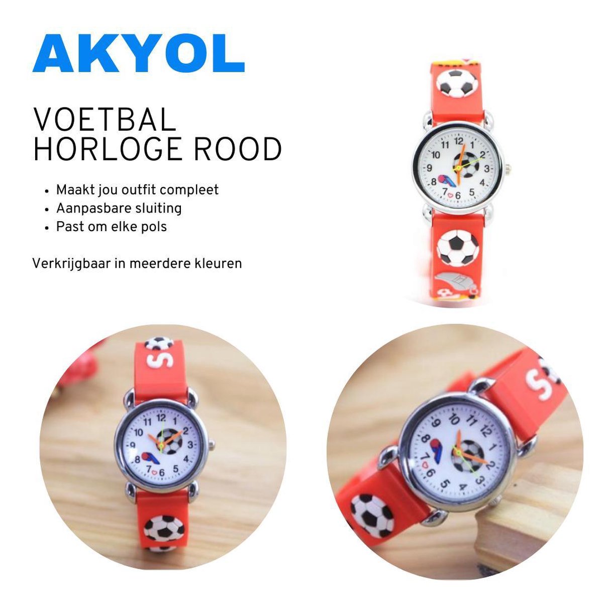 Akyol - Voetbal horloge - Siliconen Kinderhorloge - Jongens en meisjes horloge kinderen - kind horloge - horloge - tijd - klok - voetbal - sport horloge - oranje