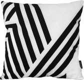 Black & White Retro Kussenhoes | Katoen/Polyester | 45 x 45 cm | Zwart/Wit