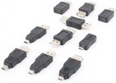 NÖRDIC USB2-100 Set van 10 verschillende USB-adapters - USB 2.0.