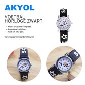 Akyol - Voetbal horloge - Siliconen horloge - Kinderhorloge - kind horloge - horloge - tijd - klok - voetbal - sport horloge - zwart