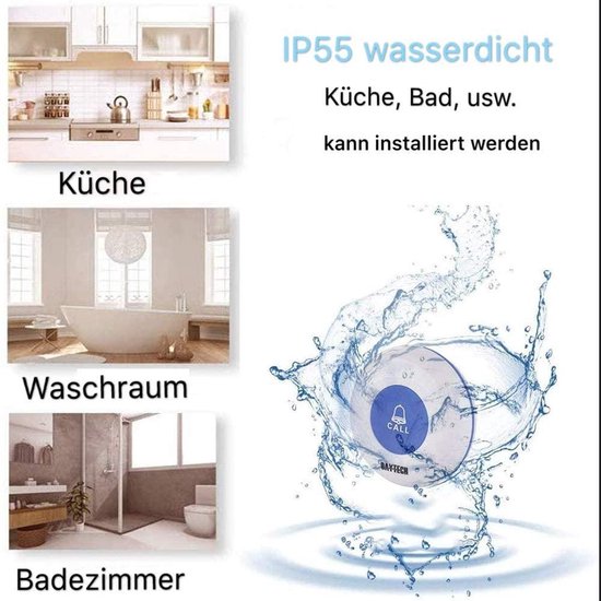 Senior Alarm, Home Alarm System, Tuya WiFi Smart SOS Emergency Button Alarm, Ondersteunt alleen 2.4GHz Wi-FI, 1 Ontvanger & 2 Belknoppen