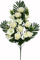 kunstboeket Roos Lelie 18 x 62 cm wit