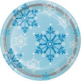 bordjes sneeuwvlokken 23 cm karton blauw 8 stuks