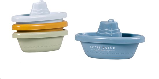 Little Dutch Bad Bootjes Blauw - Badspeeltjes - 4 kleuren - Opstapelen - Vanaf 18 maanden van Little Dutch — afbeelding 3