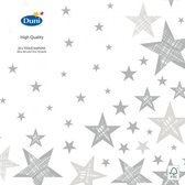 servetten Shining Star 3-laags 33 x 33 cm wit/grijs 20 stuks