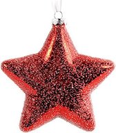 kerstbal Mirte ster 15 cm glas rood