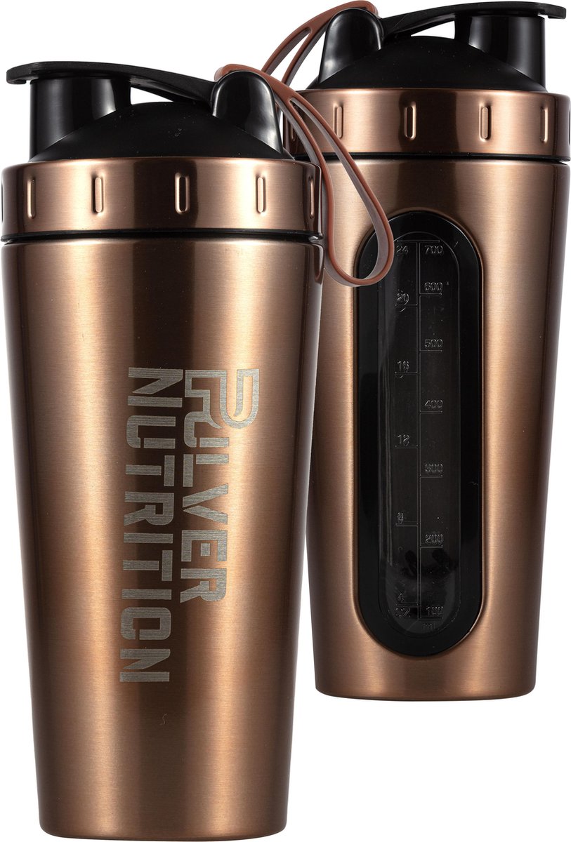 Goedkoopste Pulver Premium RVS Shakebeker - Proteïne en Eiwit Shaker & - Shake beker - BPA Vrij - 1000 ml - Shaker - Drinkfles - Rose gold