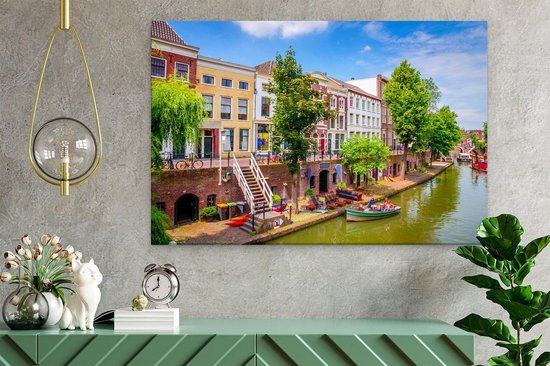 Artaza Peinture sur toile Maisons sur l'Oudegracht à Utrecht - 60x40 - Photo sur toile - Impression sur toile