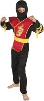 verkleedpak Ninja Master junior zwart/rood mt 128-140