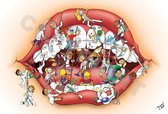 POSTER Cartoon - Tandarts, Mondhygiënist, Orthodontist - Mond - 70 x 100 cm door Roland Hols