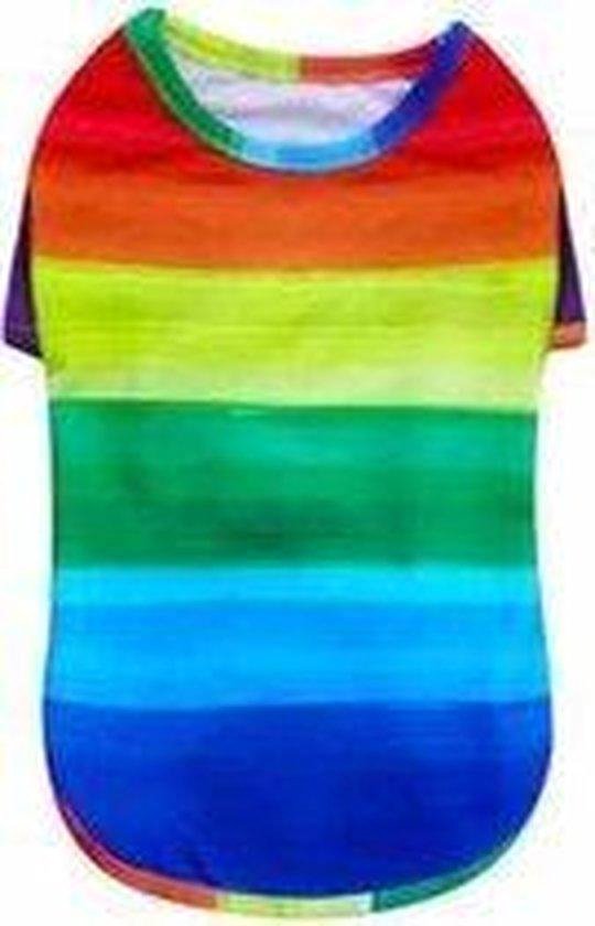 Honden T-shirt met vrolijke regenboog kleuren - 30 cm