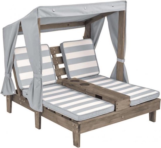 Foto: Kidkraft dubbele chaise lounge grijs wit