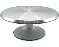 Luxe Taartplateau – Draaibaar Taartplateau – Draaiplateau Taart – Taartschaal – Cake Stand – Diameter van Ø30 cm – Ideaal voor het snijden en maken van taart – Geborsteld RVS