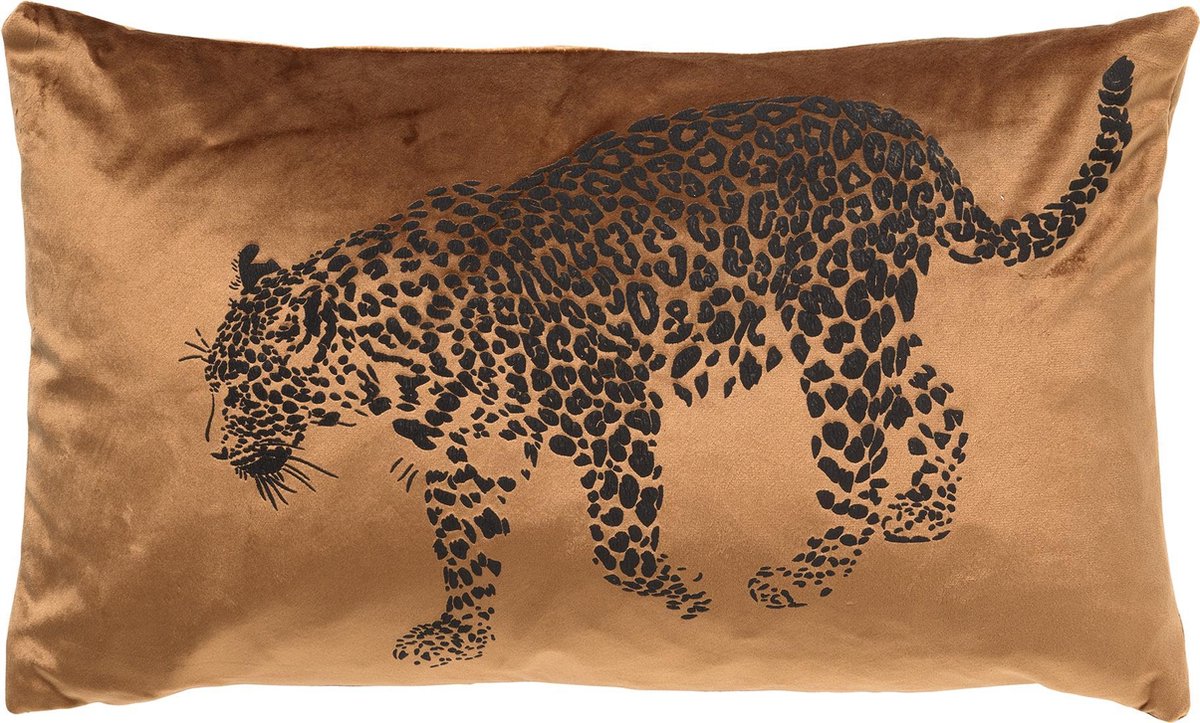Dutch Decor SULA - sierkussen 30x50 cm - dierenprint - panter - Tobacco Brown - bruin - Inclusief binnenkussen - Luxe kussens voor woonkamer & bank