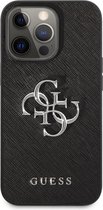 Zwart hoesje van Guess - Hardcase Backcover - iPhone 13 Pro - Saffiano PU - Big 4G Logo