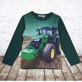Groene longsleeve met trekker H165 -s&C-134/140-Longsleeves jongens